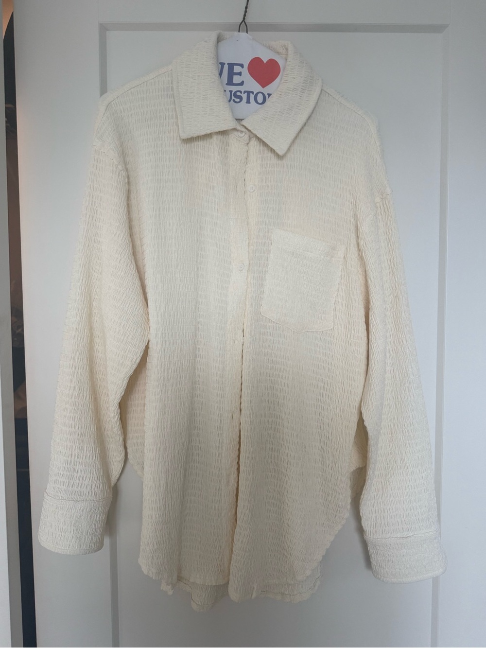 Classic Cream Textured Button-Up Shirt